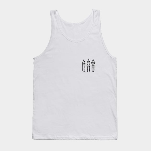 Dip Pen Nibs (Black and White) Tank Top by illucalliart